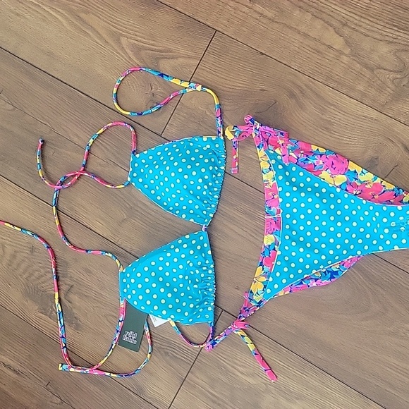 Wild Fable Reversible Slider Top Floral Bikini Set, Size Med - Picture 4 of 10